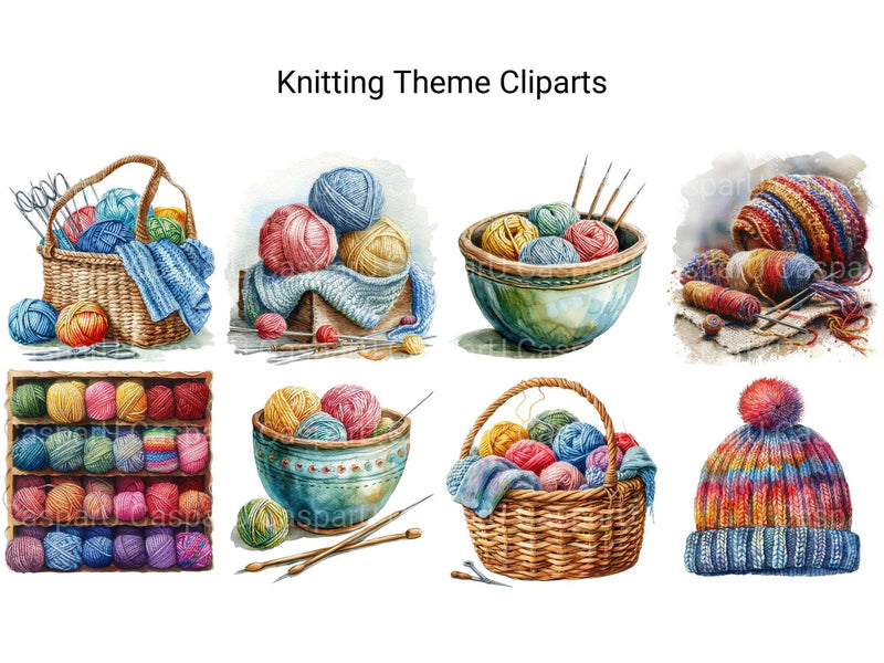 Knitting Theme Clipart - CraftNest - Digital Crafting and Art