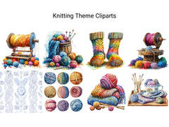 Knitting Theme Clipart - CraftNest - Digital Crafting and Art