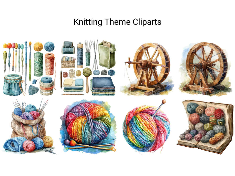Knitting Theme Clipart - CraftNest - Digital Crafting and Art