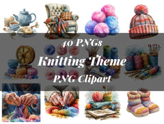 Knitting Theme Clipart - CraftNest - Digital Crafting and Art