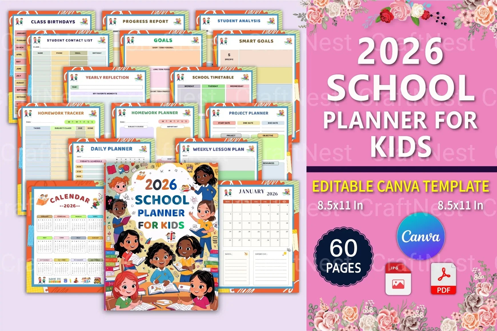 School Planner for Kids - CraftNest - Digital Crafting and Art