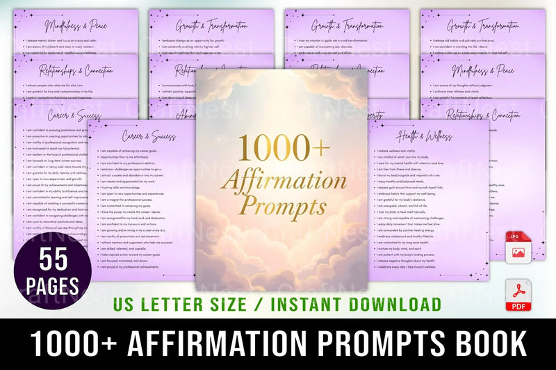 Affirmation Prompts Book for Positive Mindset - CraftNest - Digital Crafting and Art