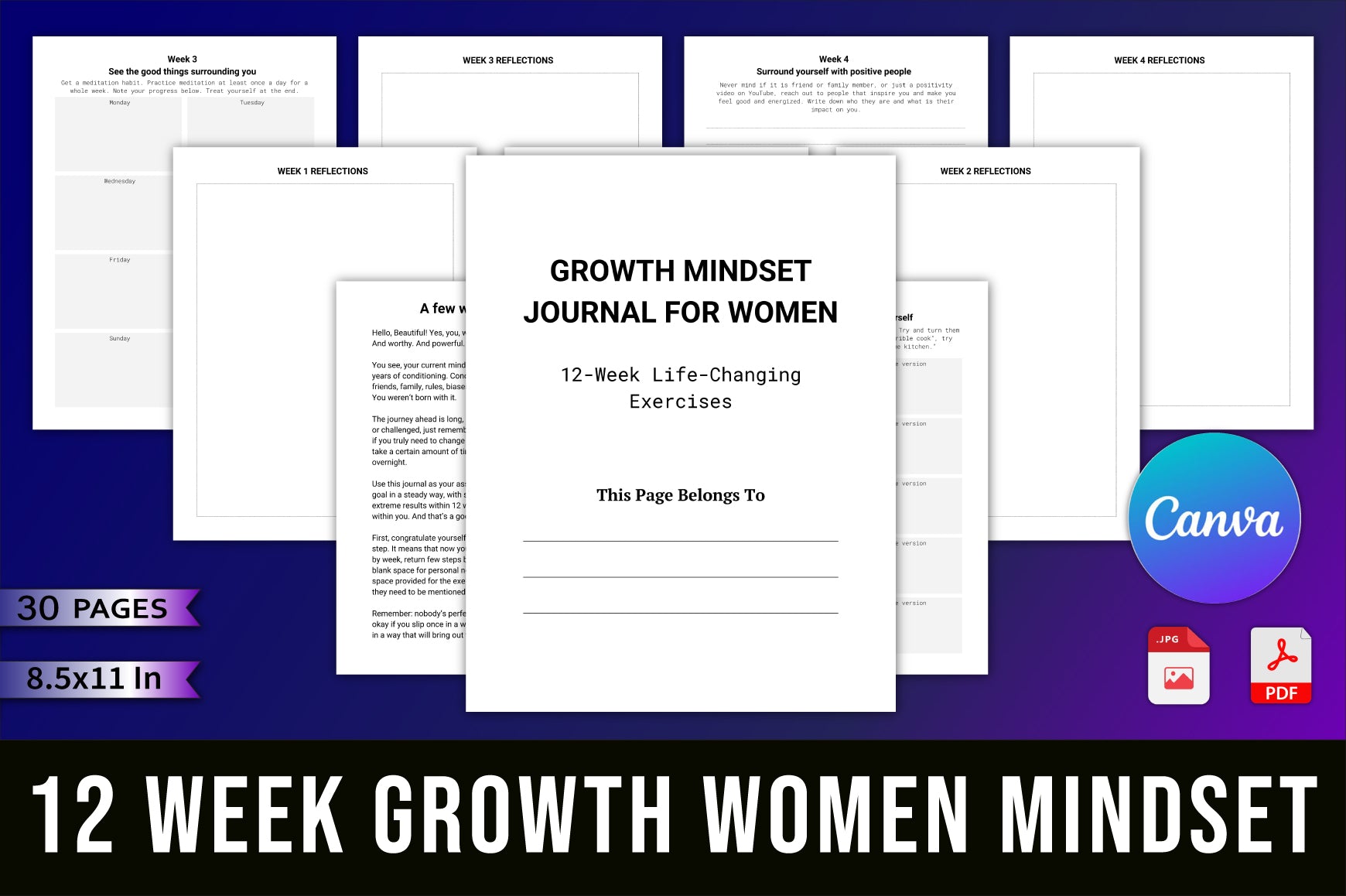 Week Growth Women Mindset Journal