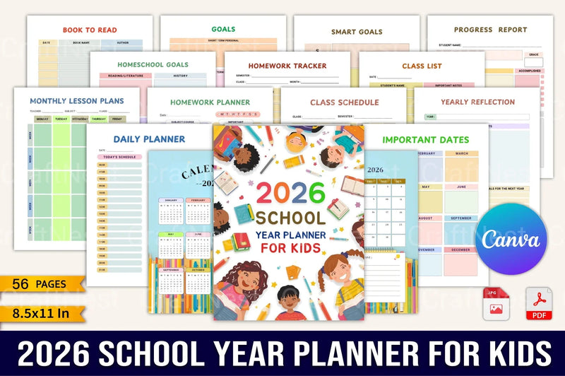 School Year Planner for Kids - CraftNest - Digital Crafting and Art