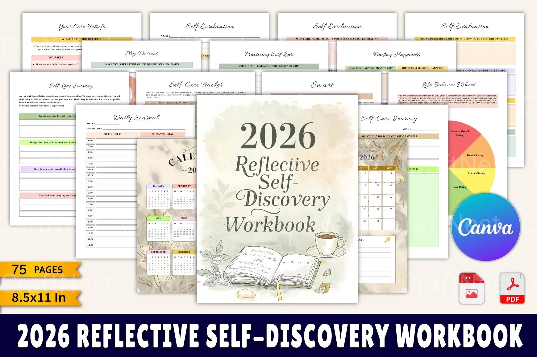 Reflective Self-Discovery Workbook - CraftNest - Digital Crafting and Art