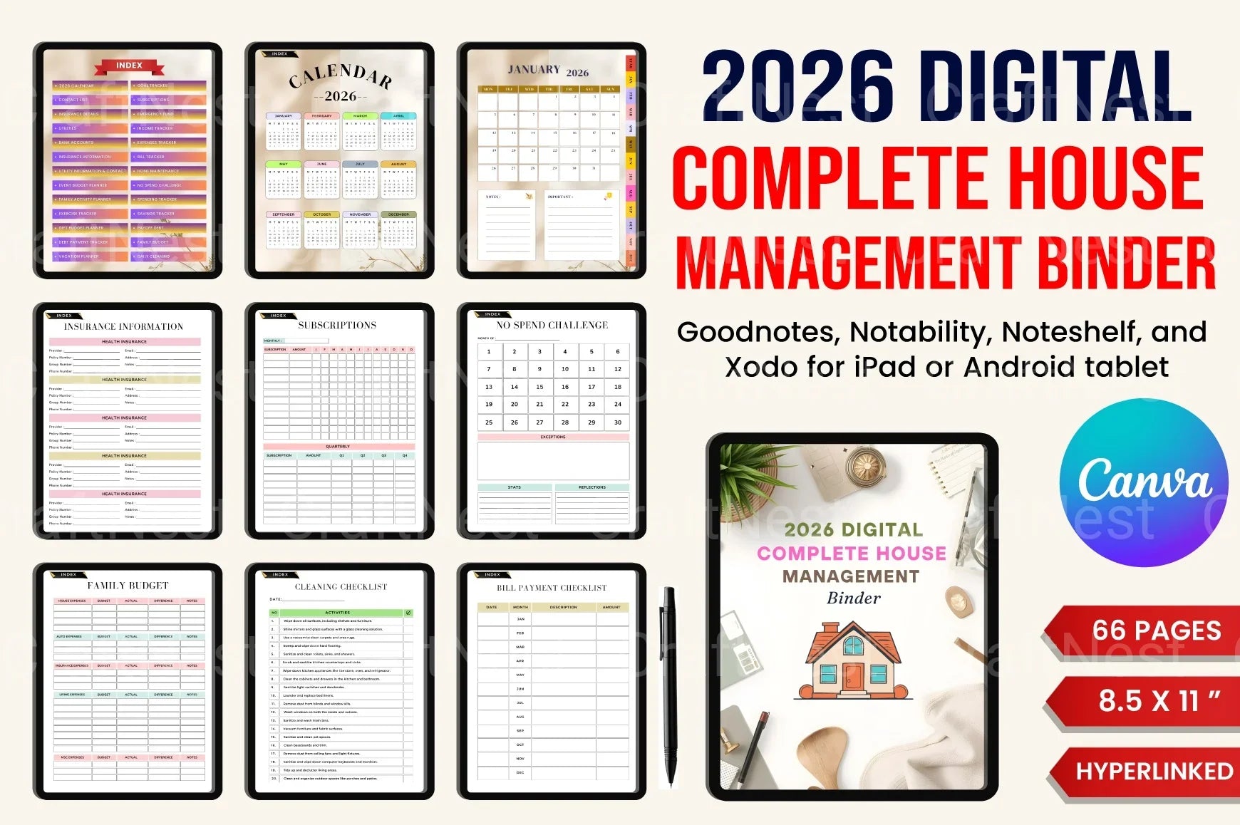 Complete House Management Binder for Organization - CraftNest - Digital Crafting and Art