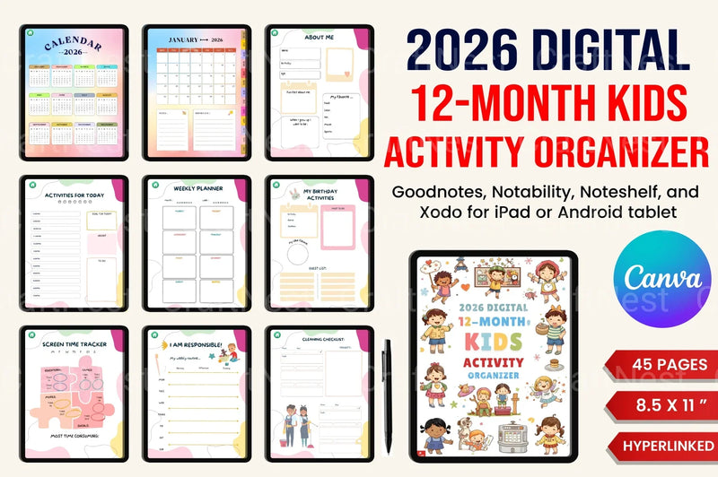 12-Month Kids Activity Organizer - CraftNest - Digital Crafting and Art