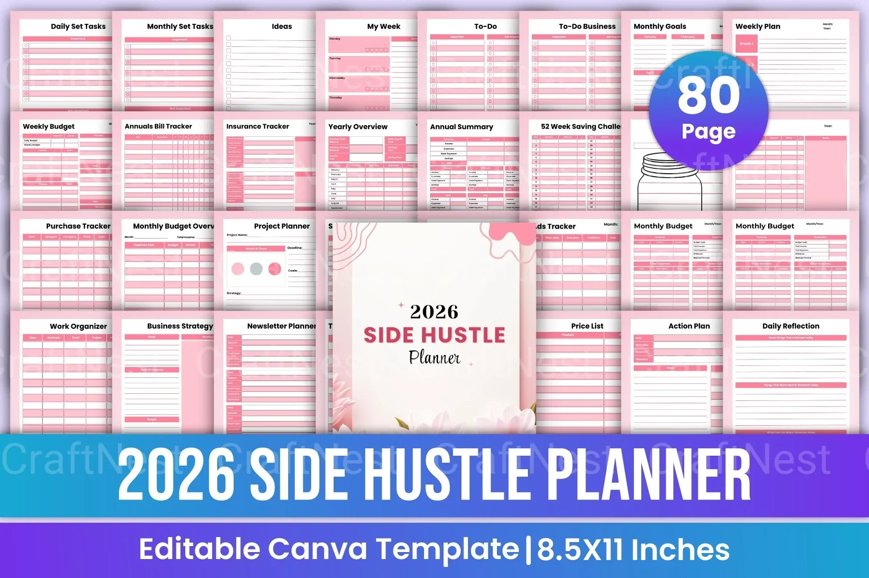 Side Hustle Planner for Entrepreneurs - CraftNest - Digital Crafting and Art