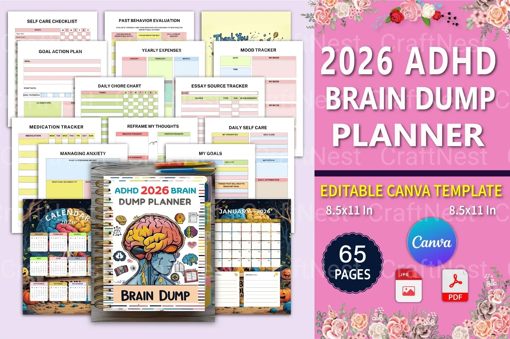 ADHD Brain Dump Planner for Effective Organization - CraftNest - Digital Crafting and Art