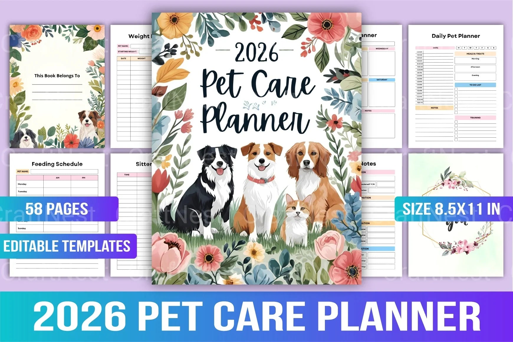 Pet Care Planner: Organize Your Pet's Health & Schedule - CraftNest - Digital Crafting and Art