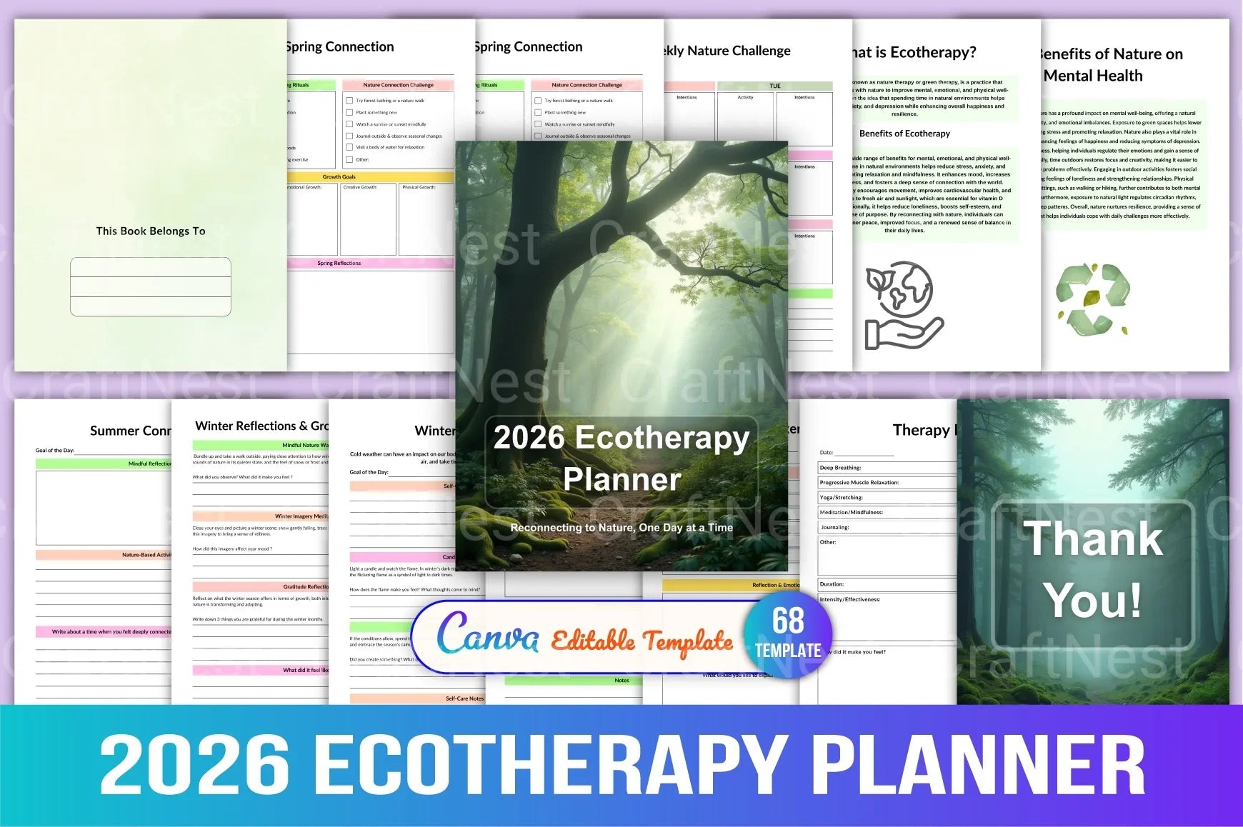 Ecotherapy Planner for Wellness and Nature Connection - CraftNest - Digital Crafting and Art