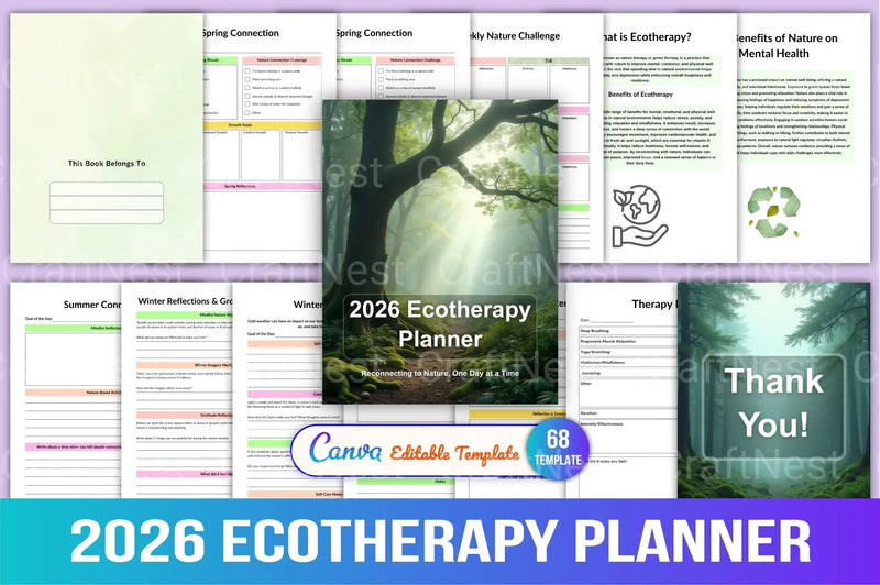 Ecotherapy Planner for Wellness and Nature Connection - CraftNest - Digital Crafting and Art
