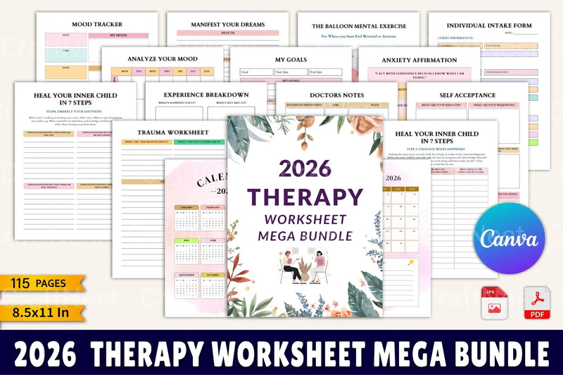 Therapy Worksheet Mega Pack - CraftNest - Digital Crafting and Art