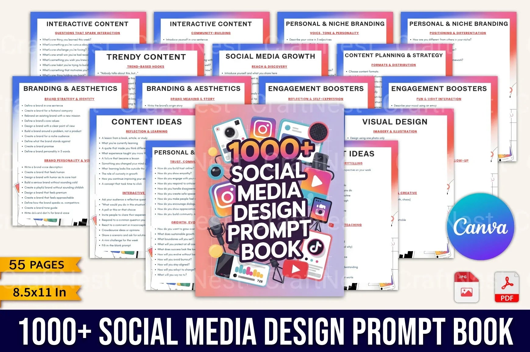 Social Media Prompt Book for Creative Engagement - CraftNest - Digital Crafting and Art