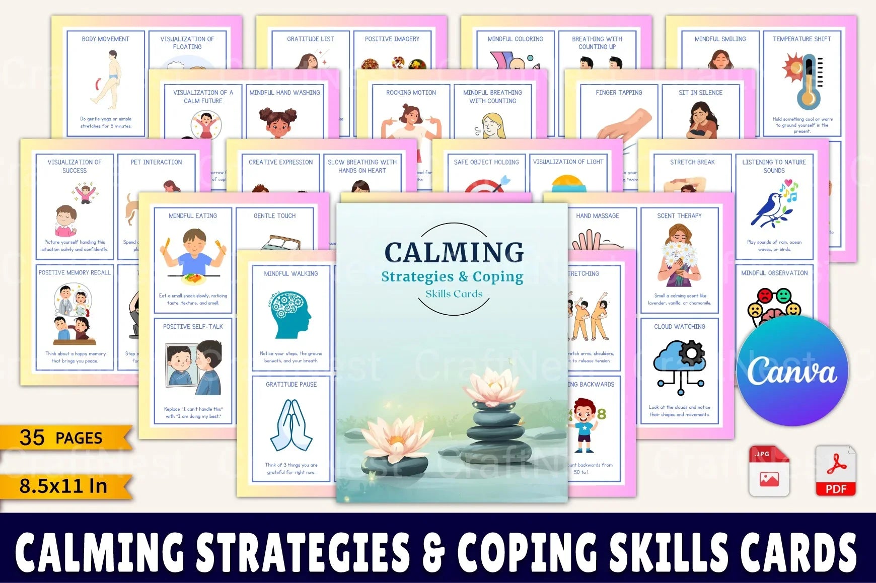 Calming Strategies Coping Skills Cards for Stress Relief - CraftNest - Digital Crafting and Art