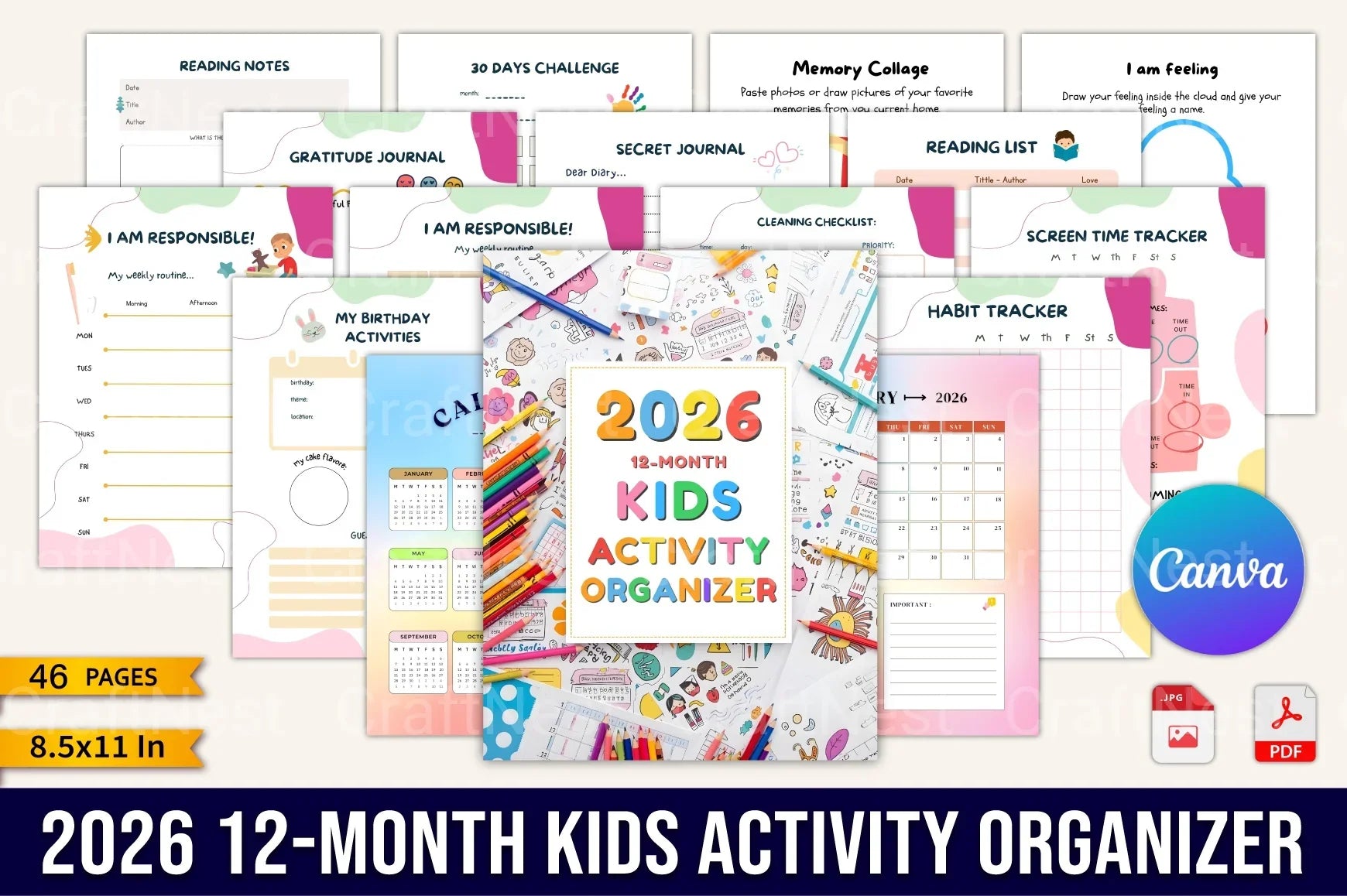 12-Month Kids Activity Organizer - CraftNest - Digital Crafting and Art