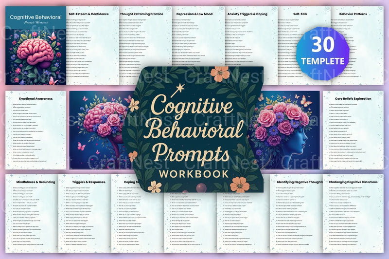 Cognitive Behavioral Prompts Workbook for Personal Growth - CraftNest - Digital Crafting and Art