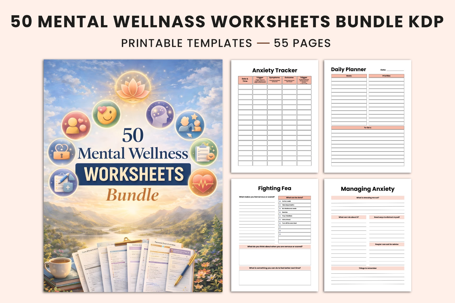 Mental Wellness Worksheets Planner