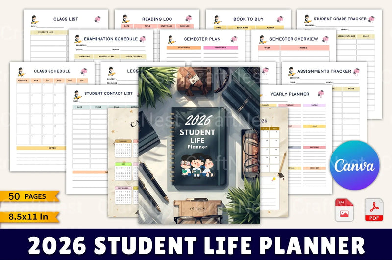 Ultimate Student Life Planner - CraftNest - Digital Crafting and Art