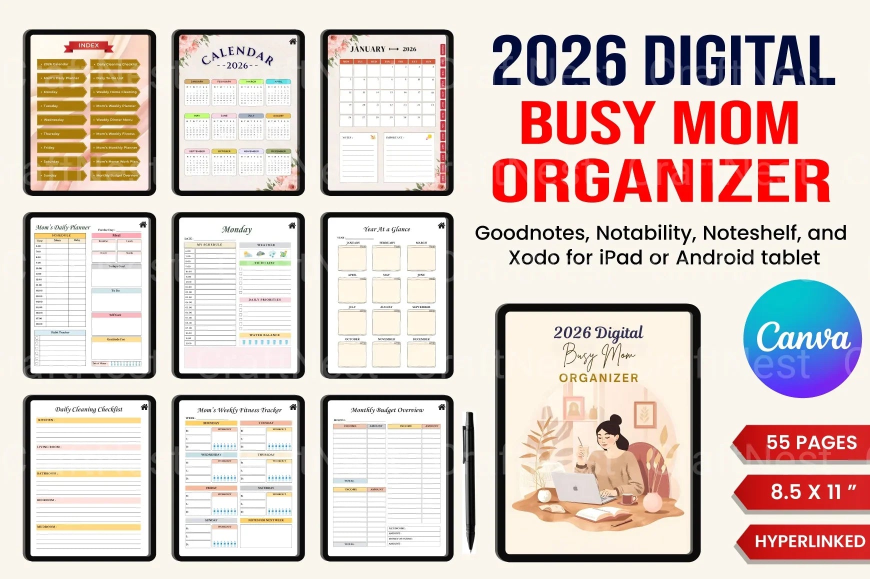 Busy Mom Organizer - CraftNest - Digital Crafting and Art