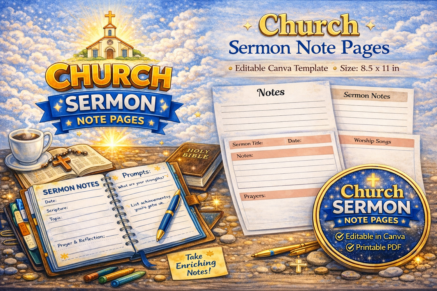 Church Sermon Note Journal
