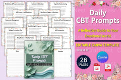 Daily CBT Prompts Book for Mental Wellness - CraftNest - Digital Crafting and Art