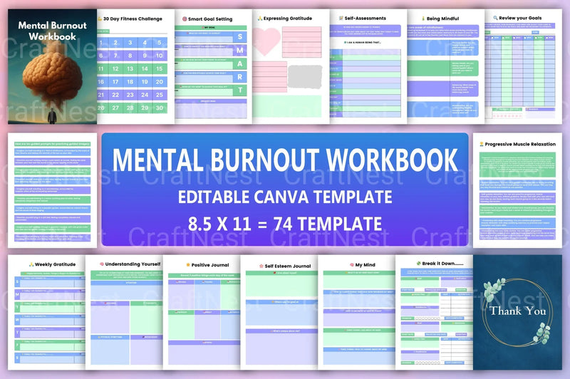 Mental Burnout Recovery Workbook - CraftNest - Digital Crafting and Art