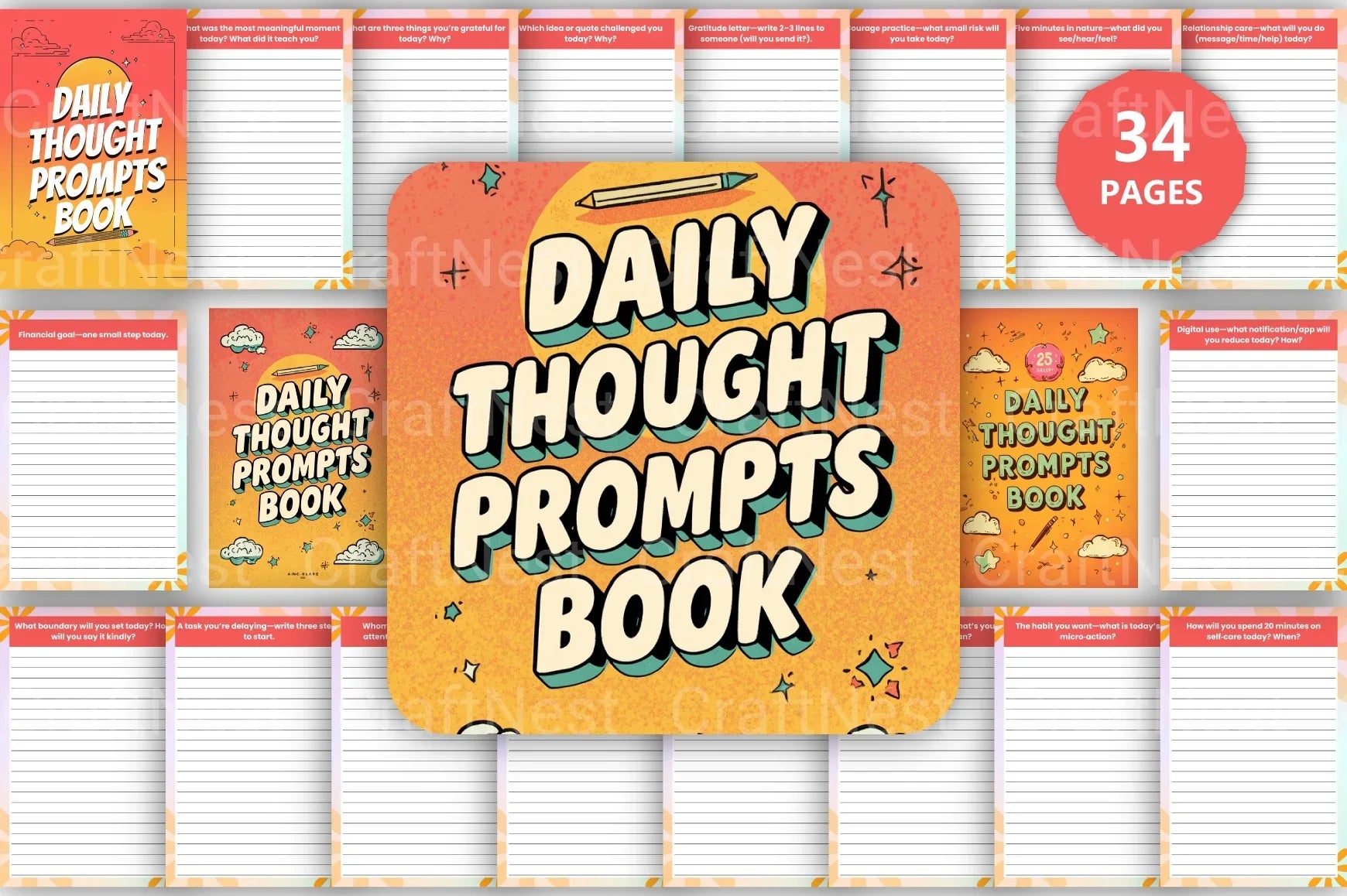 Daily Thought Prompts Book for Inspiration - CraftNest - Digital Crafting and Art