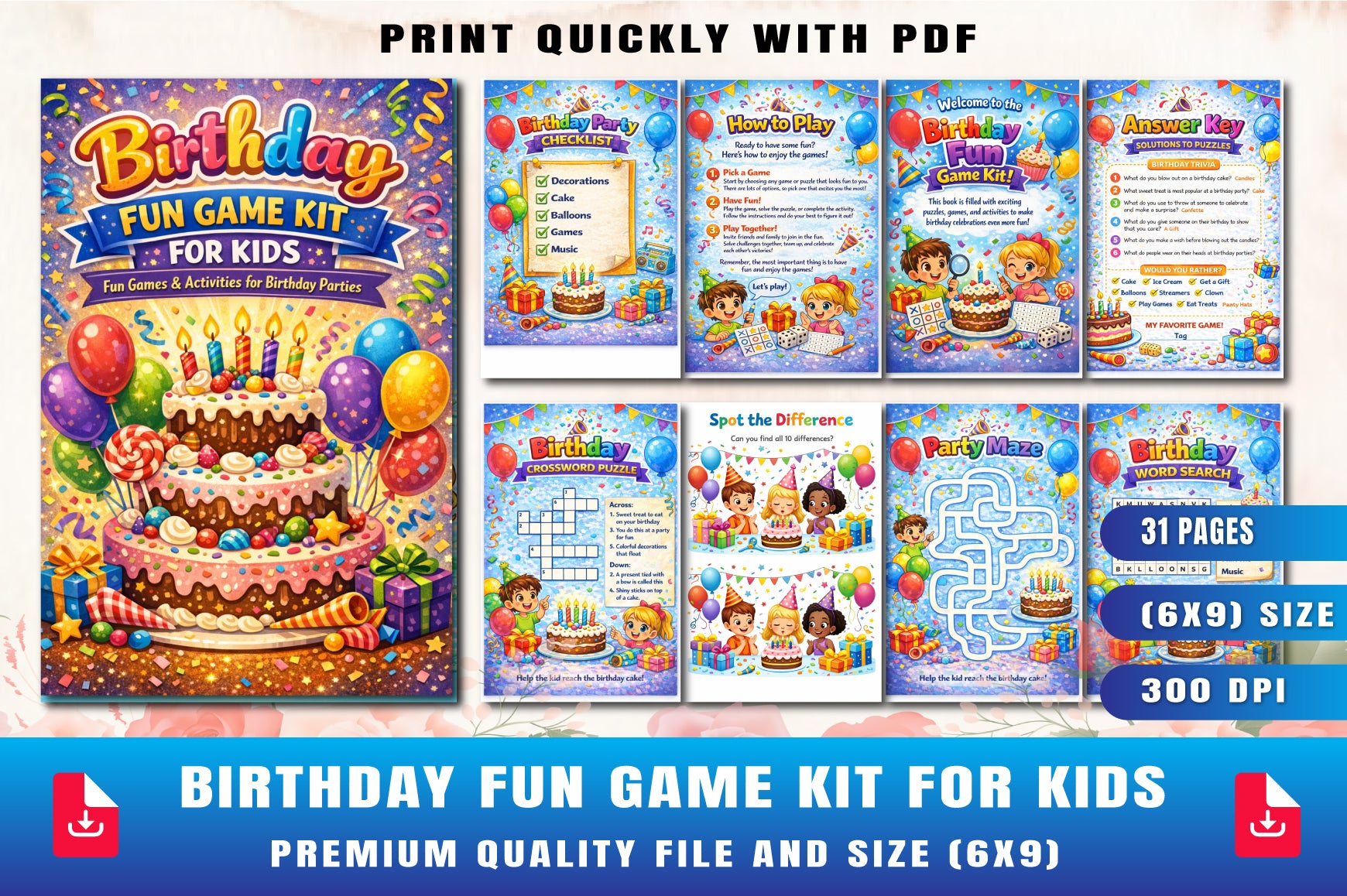 Birthday Fun Game Planner for Kids