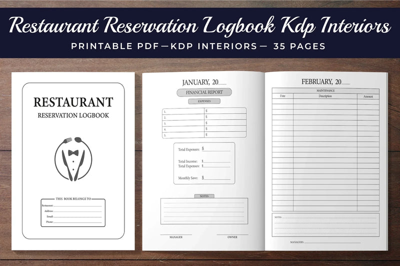 Restaurant Reservation Logbook Planner - CraftNest - Digital Crafting and Art