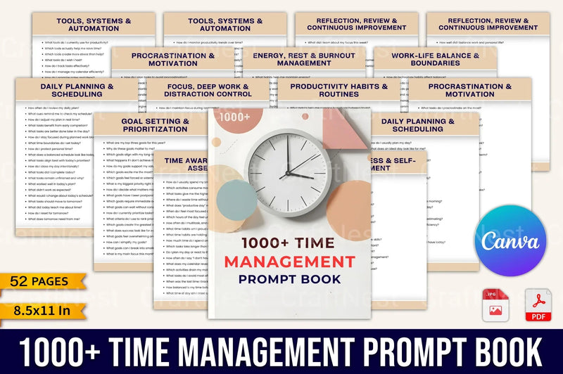 Effective Time Management Prompt Book - CraftNest - Digital Crafting and Art