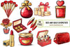 Red And Gold Cosmetics Clipart Bundle