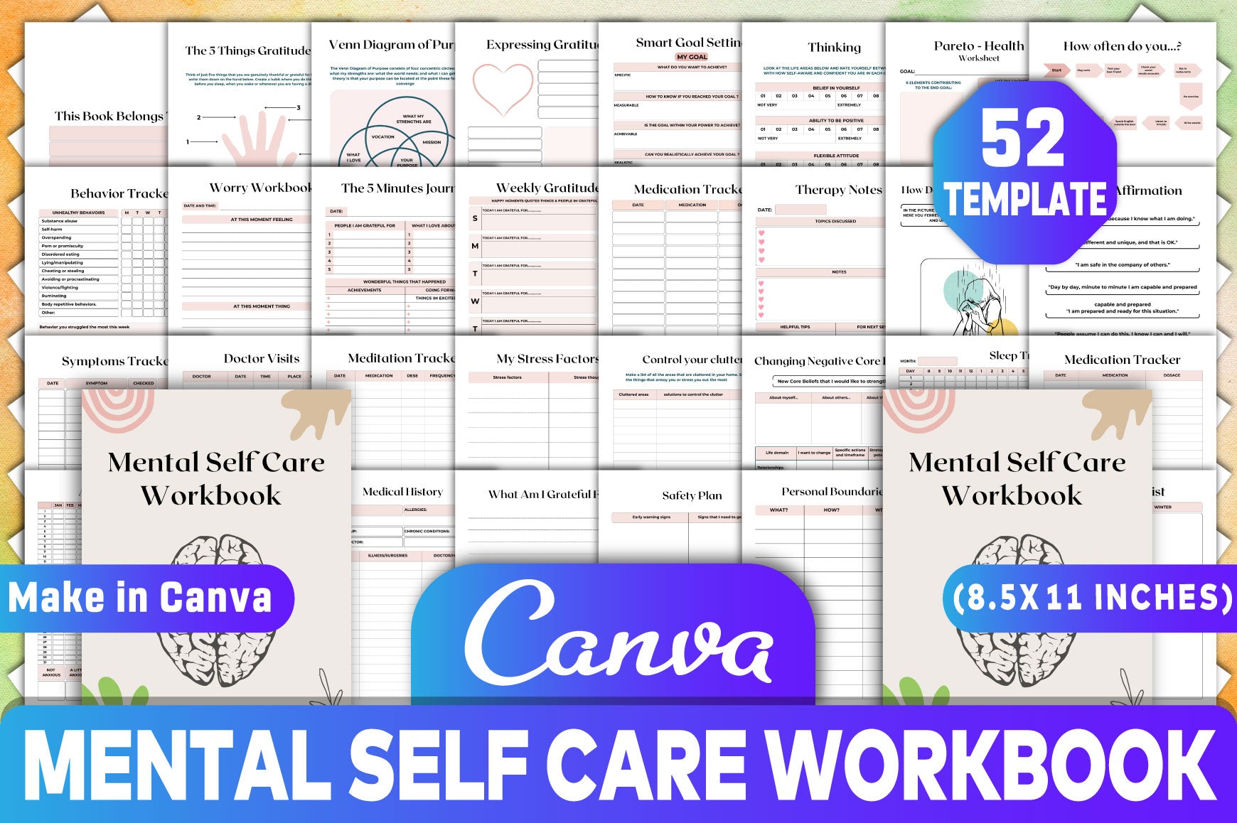 Mental Self Care Workbook for Personal Growth