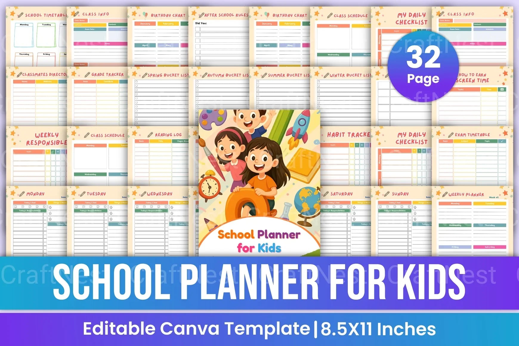 School Planner for Kids - CraftNest - Digital Crafting and Art