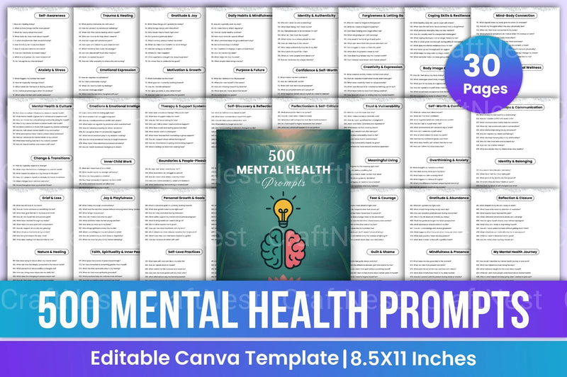 Mental Health Prompts for Wellness and Growth - CraftNest - Digital Crafting and Art
