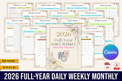 Yearly, Weekly & Monthly Planner 2024 - CraftNest - Digital Crafting and Art