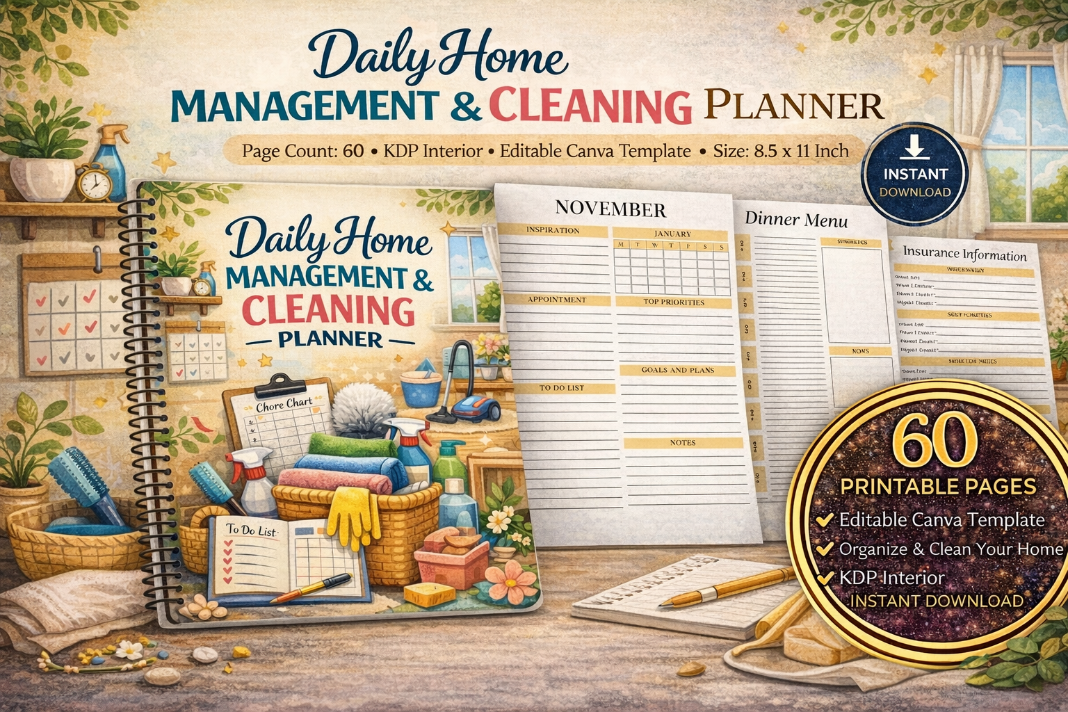 Daily Home Management Cleaning Planner