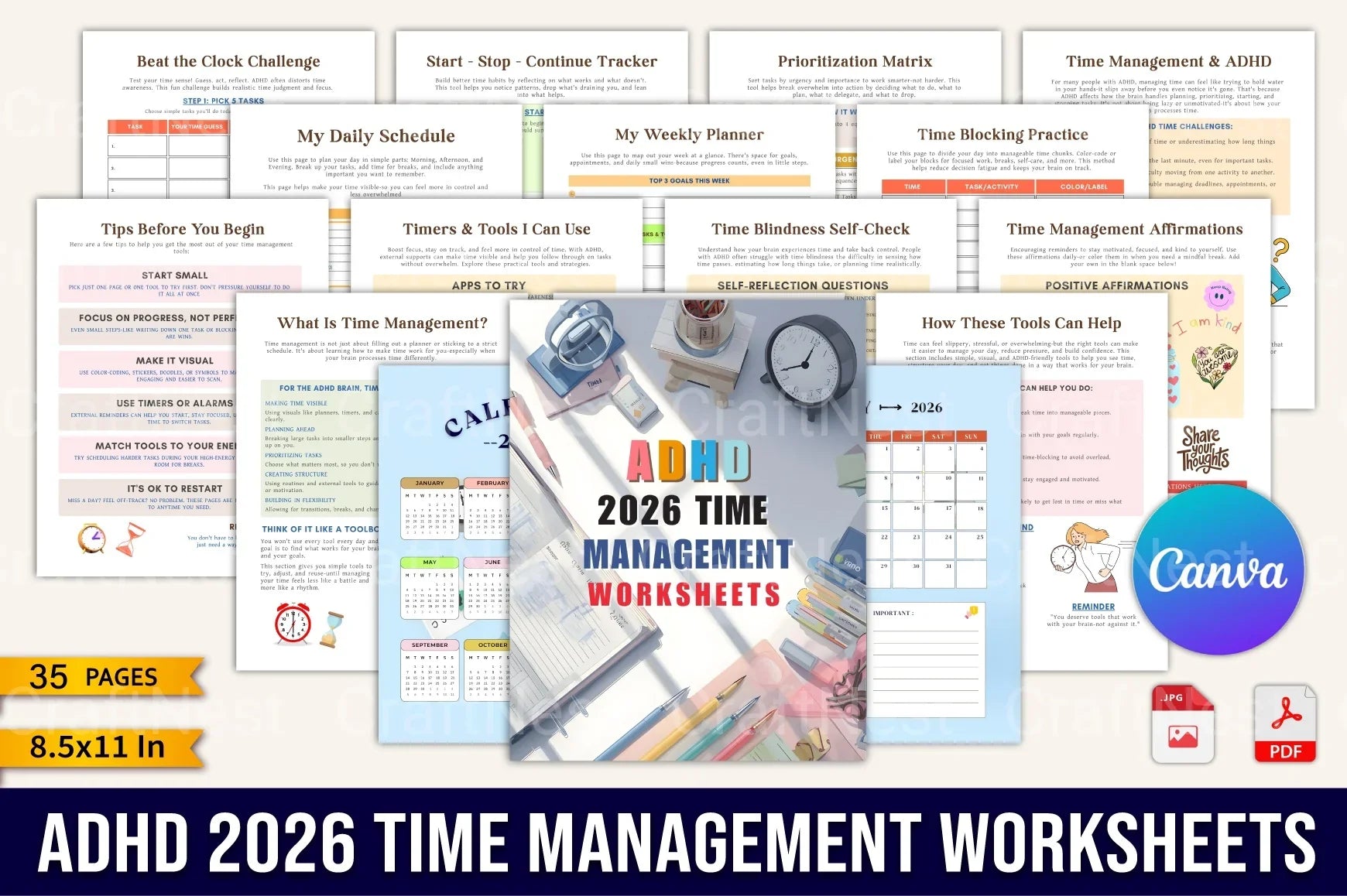 ADHD Time Management Worksheets for Improved Focus - CraftNest - Digital Crafting and Art