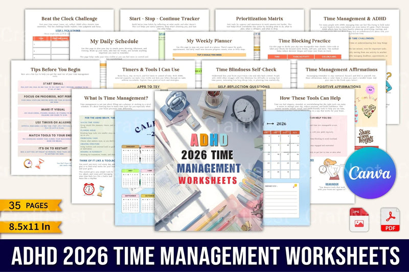 ADHD Time Management Worksheets for Improved Focus - CraftNest - Digital Crafting and Art