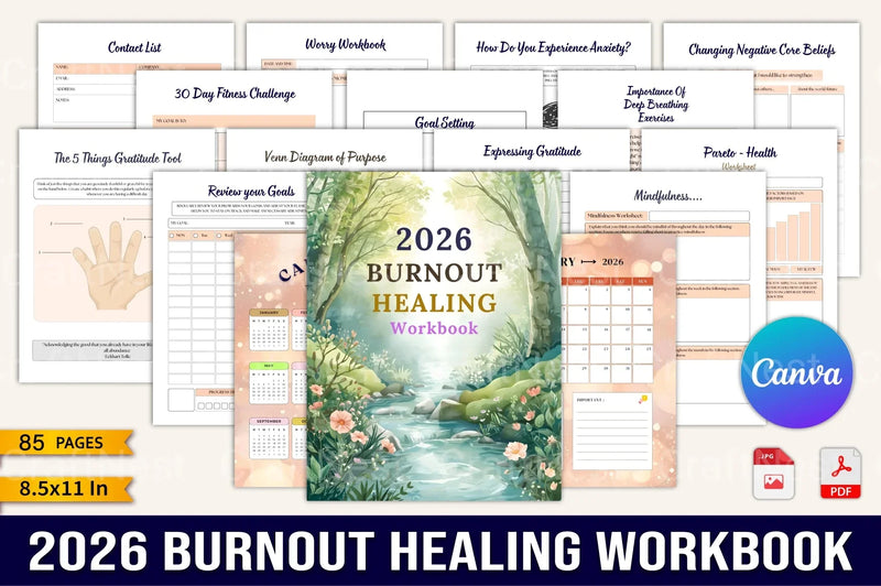 Burnout Healing Workbook for Stress Relief - CraftNest - Digital Crafting and Art