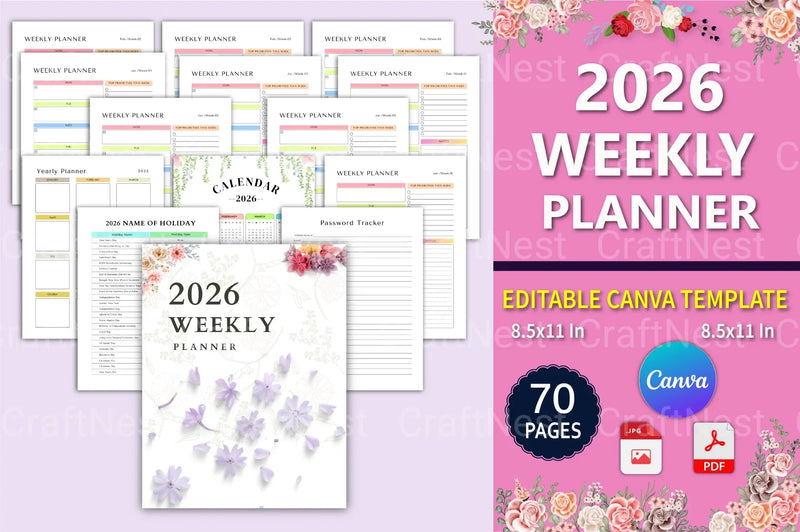 Weekly Planner Starting at 100 - CraftNest - Digital Crafting and Art