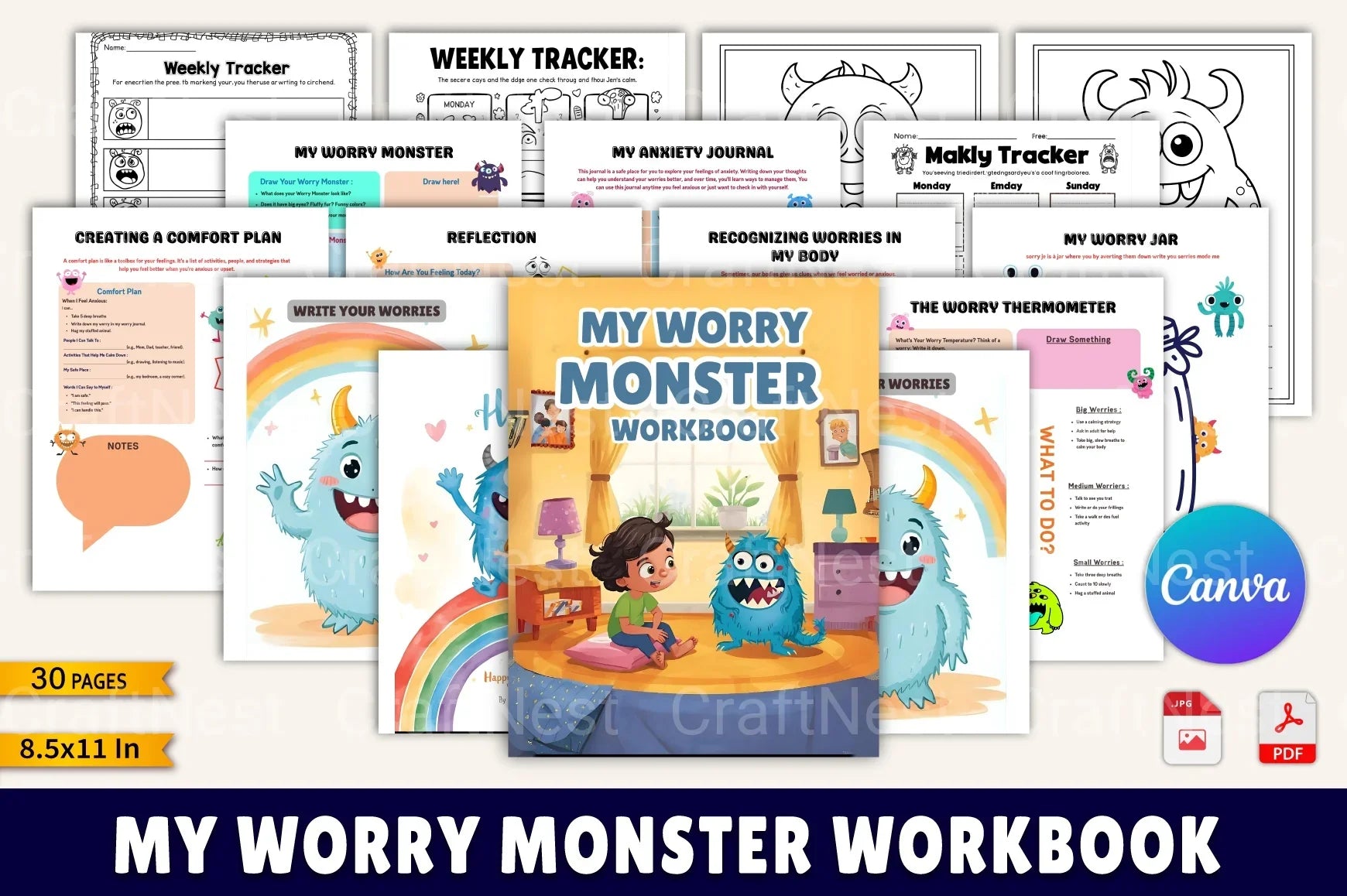 My Worry Monster Workbook: A Fun Guide for Kids - CraftNest - Digital Crafting and Art