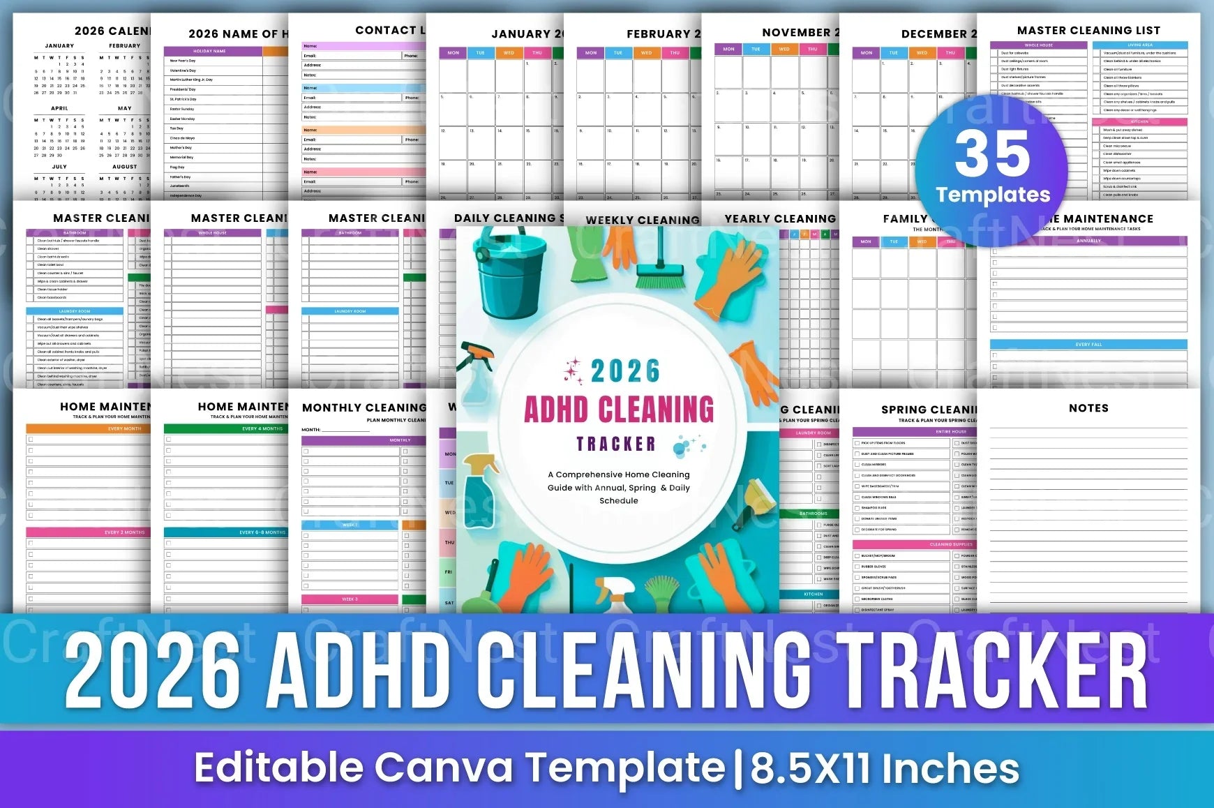 ADHD Cleaning Tracker: Stay Organized and Focused - CraftNest - Digital Crafting and Art