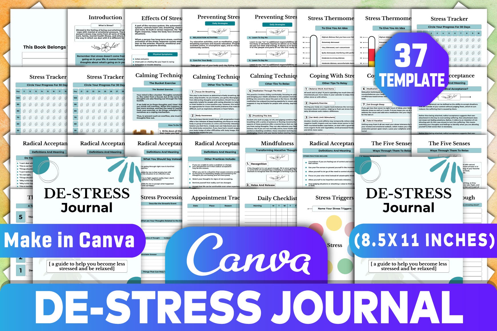 De-Stress Journal for Relaxation and Mindfulness
