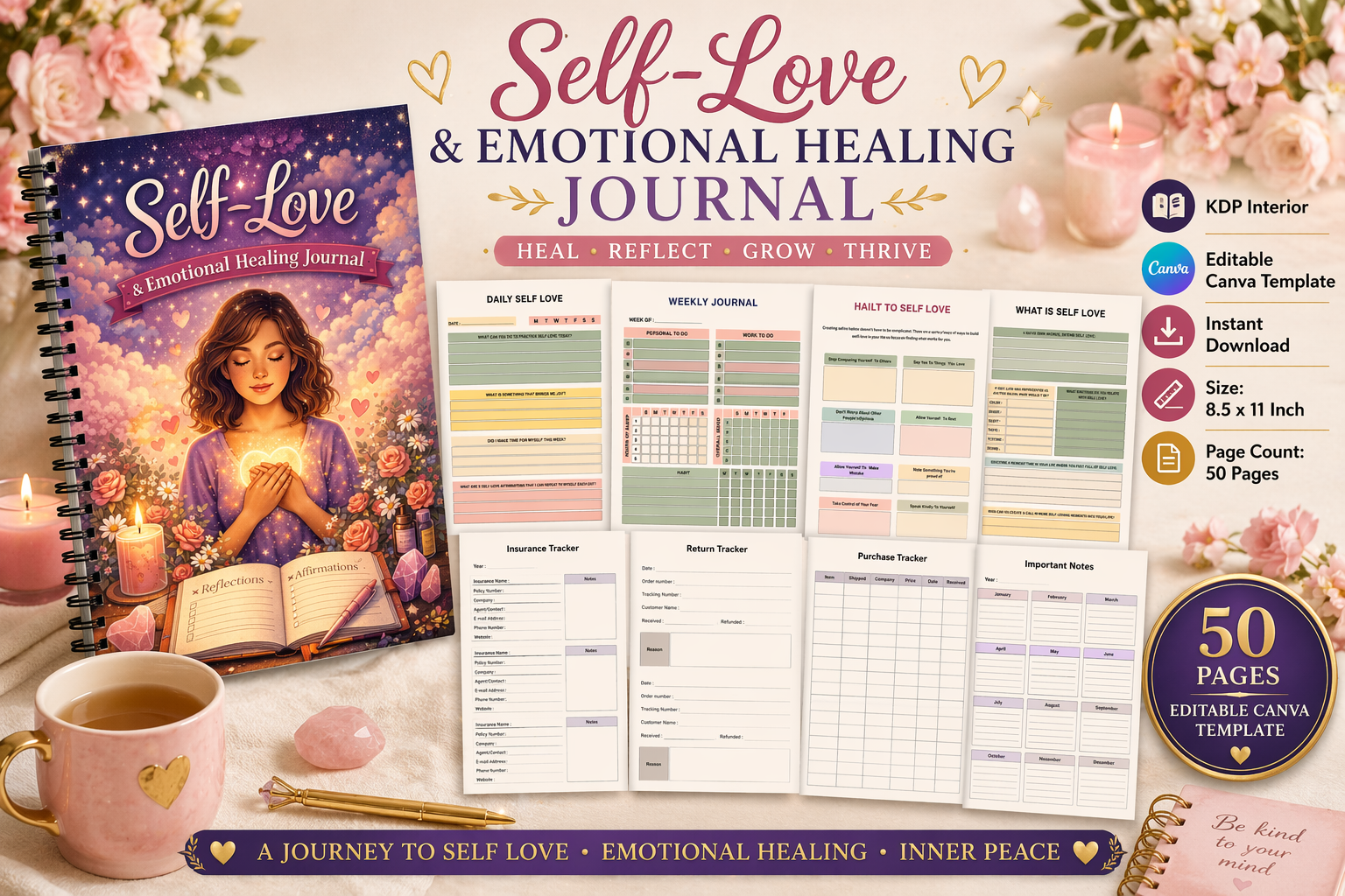 Self Love Emotional Healing Journal