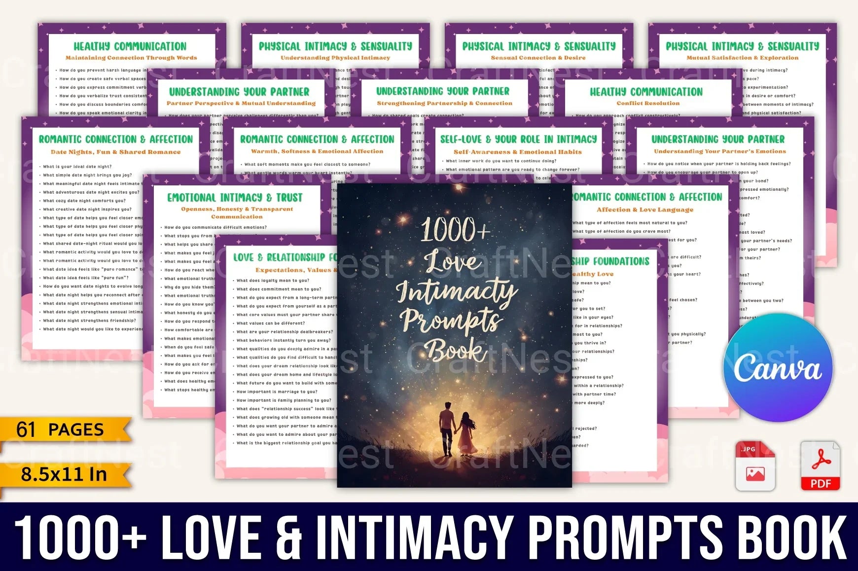 Love Intimacy Prompts Book for Couples - CraftNest - Digital Crafting and Art