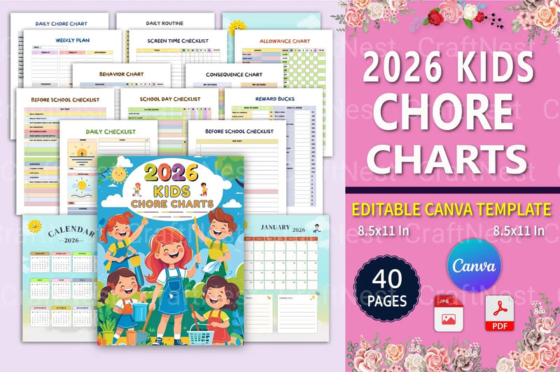 Kids Chore Charts Collection - CraftNest - Digital Crafting and Art