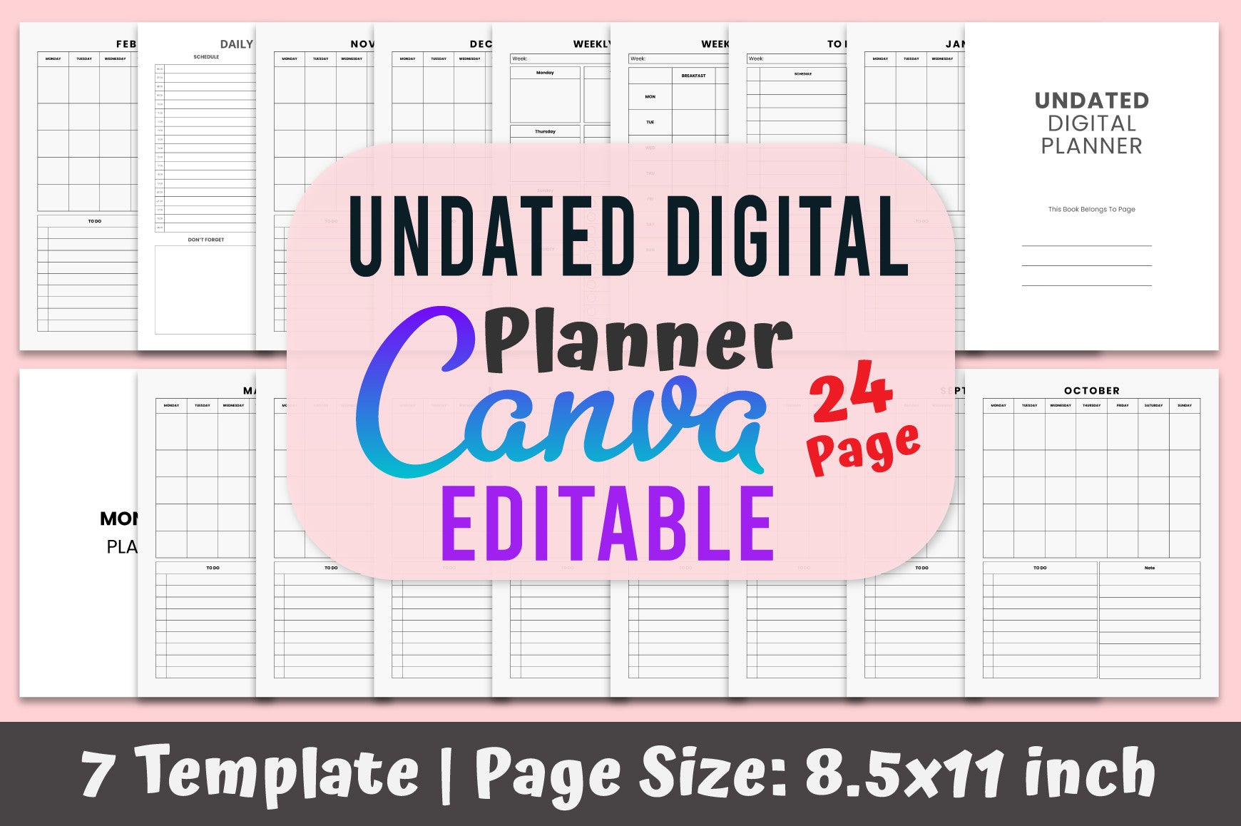 Undated Planner for Organization and Productivity