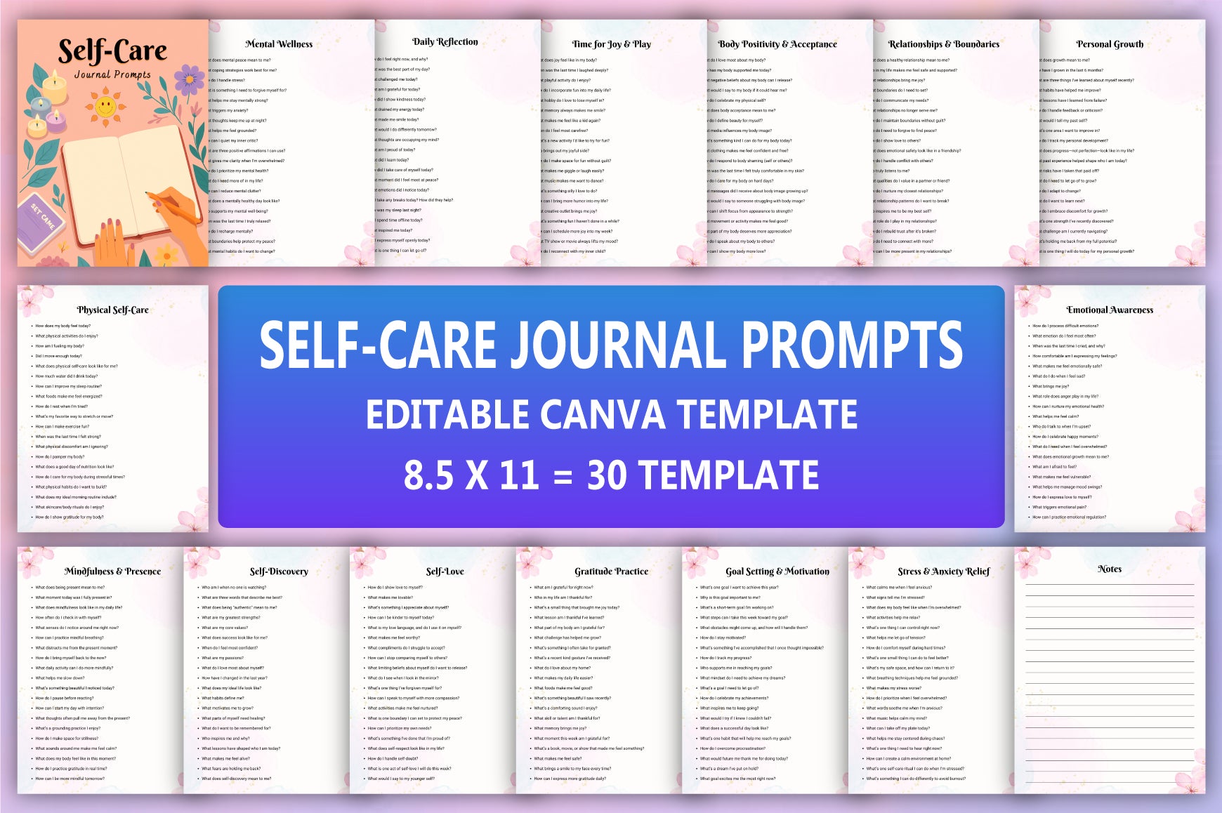 Self Care Prompts for Personal Wellbeing