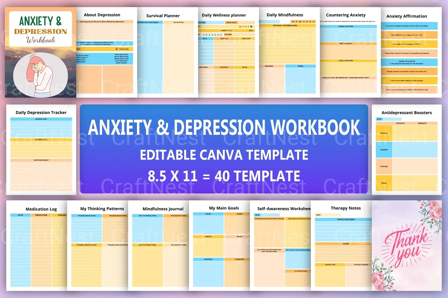 Anxiety & Depression Workbook for Personal Growth - CraftNest - Digital Crafting and Art